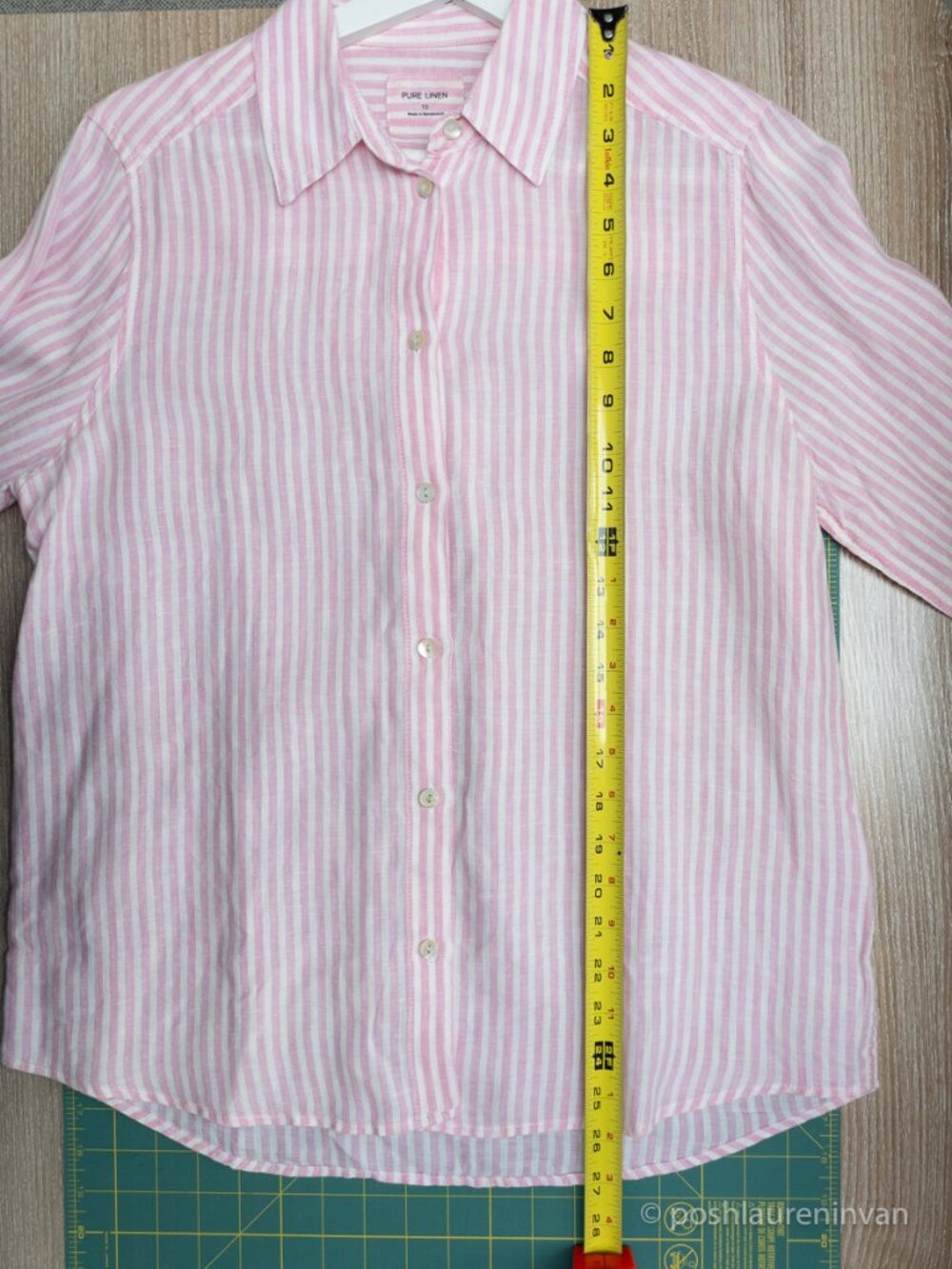 Marks and Spencer Pure Linen Striped Button Down Shirt Size 6 Women's EUC - Picture 10 of 11